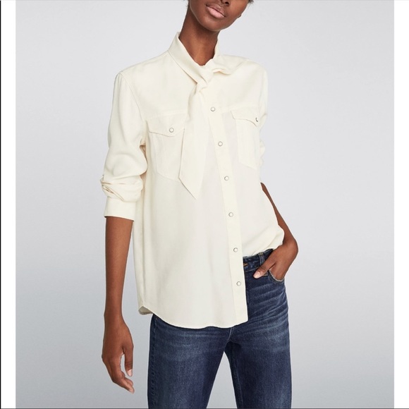 Zara Tops Zara Shirt With Bow Poshmark